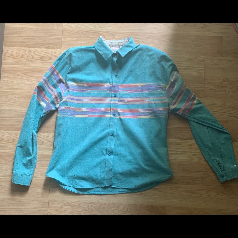 Turquoise Pink Purple Southwestern Western Shirt - L Mens Vintage Roper Cowboy